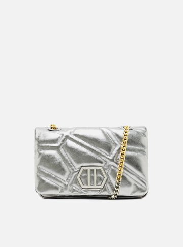 Bolsa Tiracolo Prata Couro Emma Média