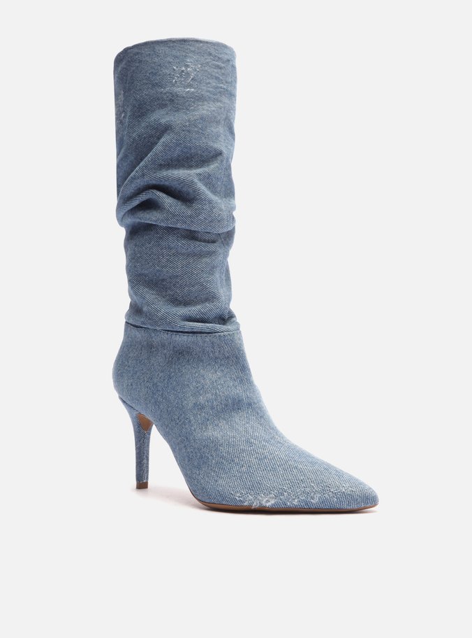 Bota Azul Denim Cano Longo Slouchy Ivy