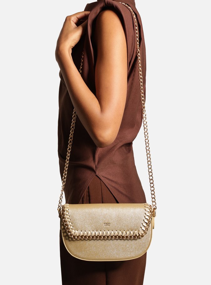 Bolsa Tiracolo Dourada Pequena Corrente