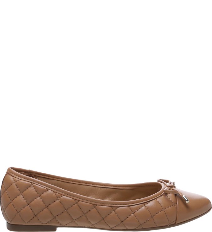 Sapatilha Couro Soft Matelassê Tiny Bow Pale Nut