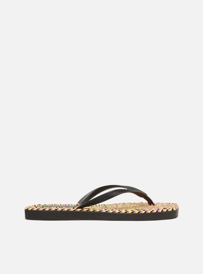 Chinelo de Dedo Preto Square Crochê Brizza