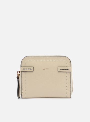 Carteira Branca Couro Média Pesponto Zíper