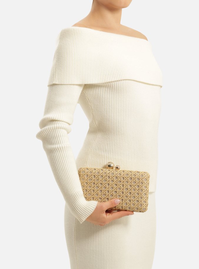 Clutch Bege Palha Sextavada