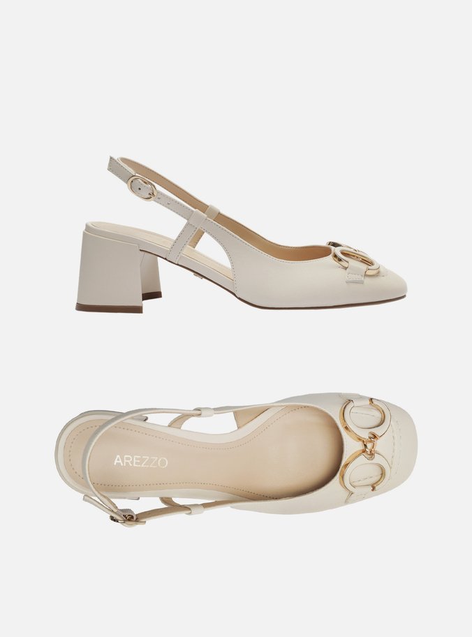 Scarpin Off-White Couro Slingback Bridão
