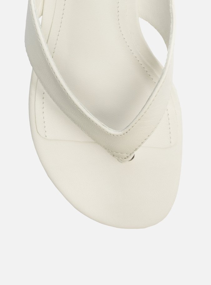 Sandália Branca Salto Bloco Flip-Flop
