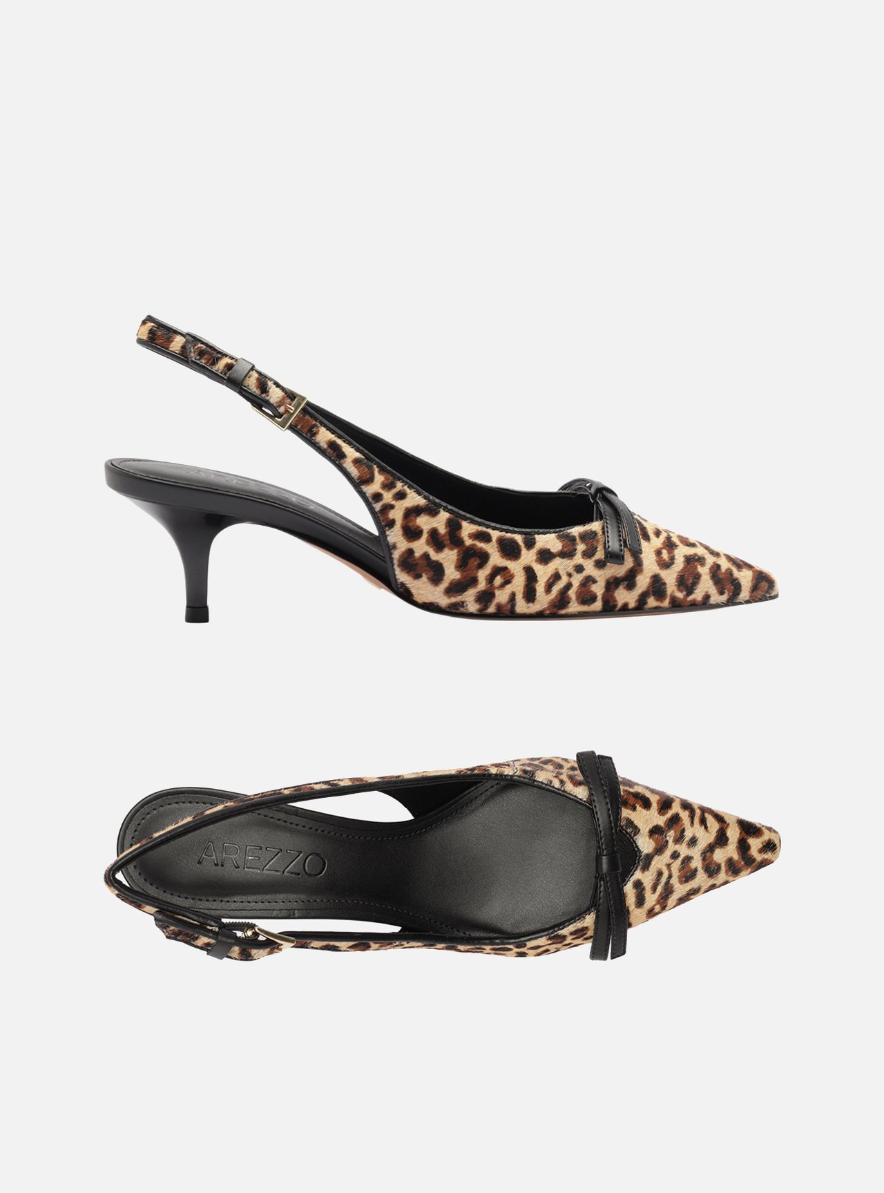 Scarpin Animal Print Pelo Salto Fino Slingback Laço — foto 6
