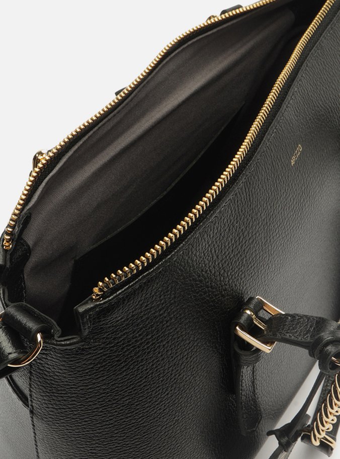 Bolsa Tote Preta Couro Grande Alça Corrente