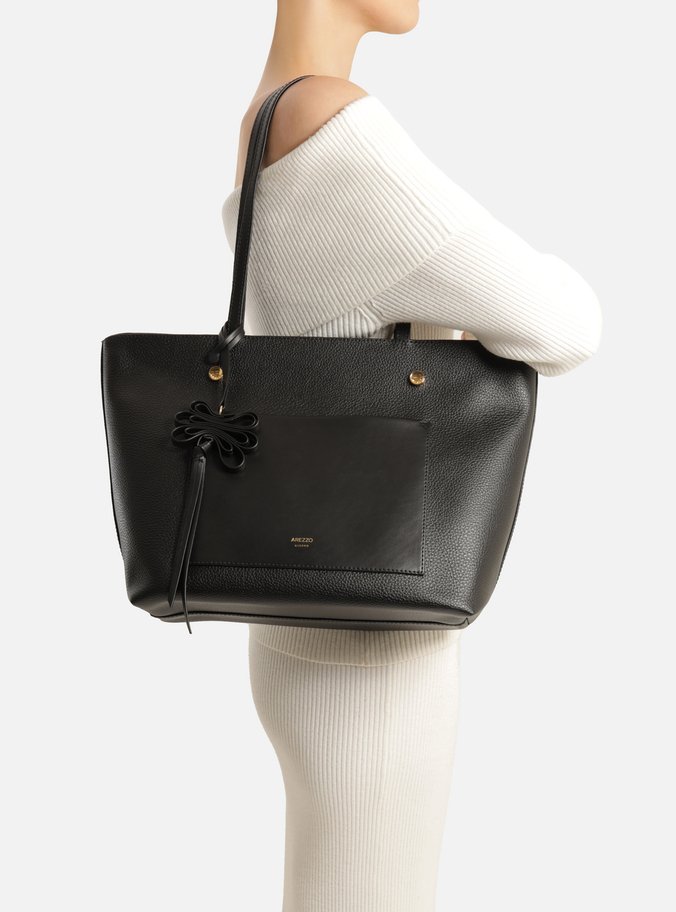 Bolsa Shopping Preta Grande Bolso Frontal Charm