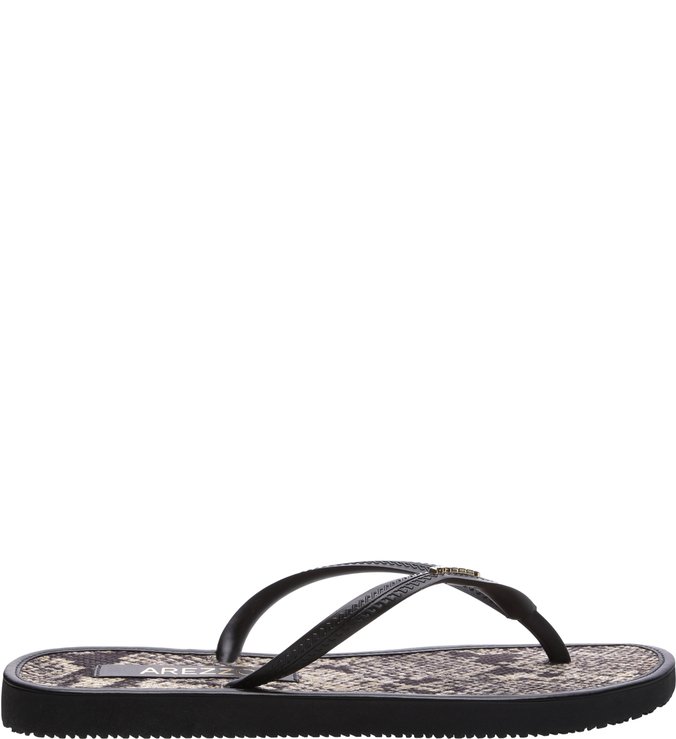 Kit Necessaire e Chinelo Tecido Snake Rasteiro Preto e Natural
