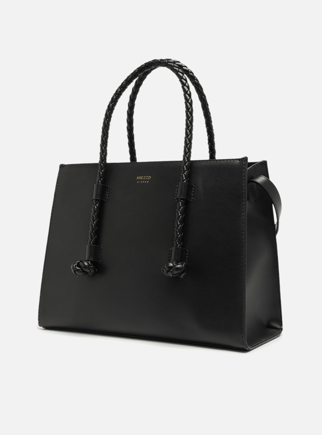 Bolsa Tote Preta Grande Alças Corda — foto 2