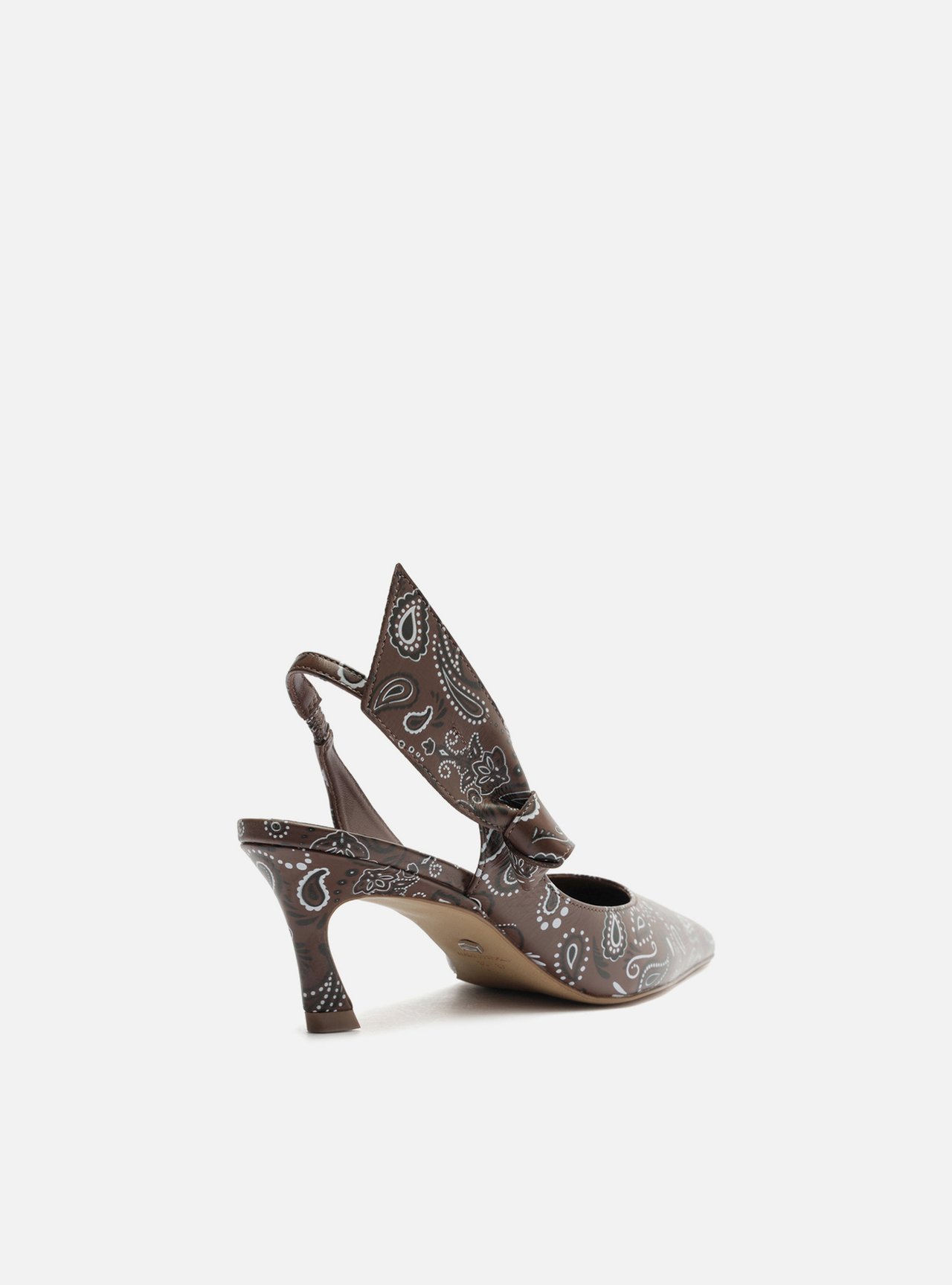 Scarpin Marrom Paisley Salto Baixo Slingback Livia — foto 3