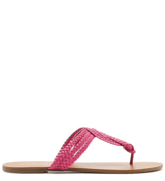 Rasteira Bico Redondo Aberta Tiras Trança Summer Pink