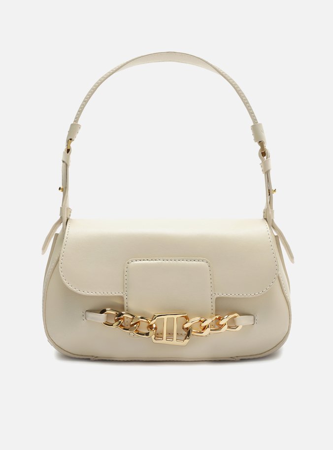 Tiracolo Off-White Couro Média Baguete Corrente