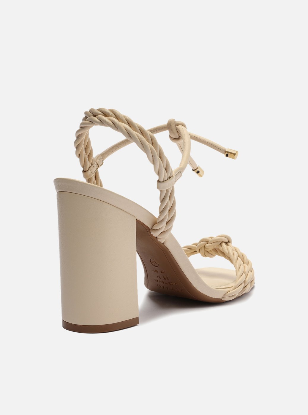 Sandália Off-White Salto Alto Bloco Tiras Torcidas — foto 3
