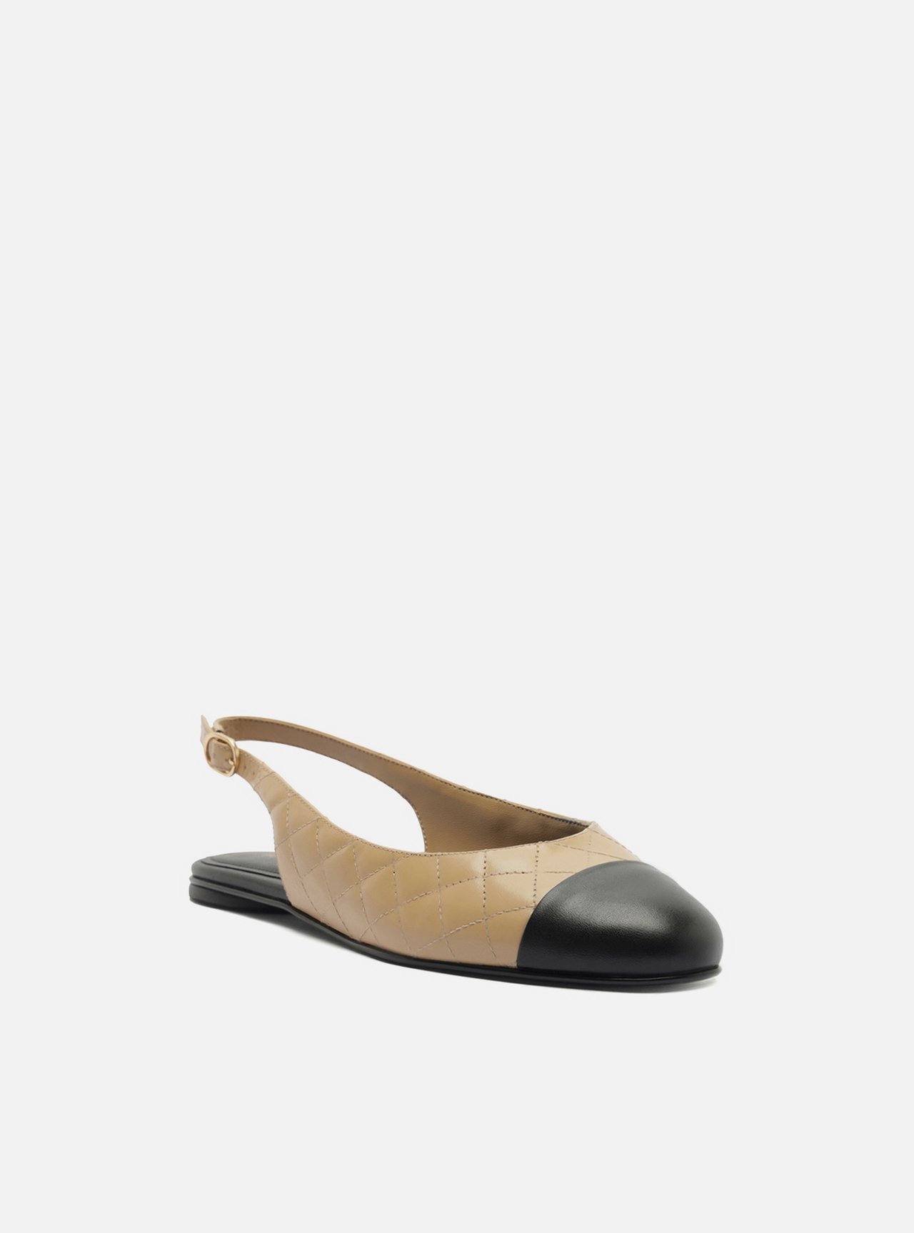 Sapatilha Marrom Couro Bico Redondo Matelassê Slingback — foto 2
