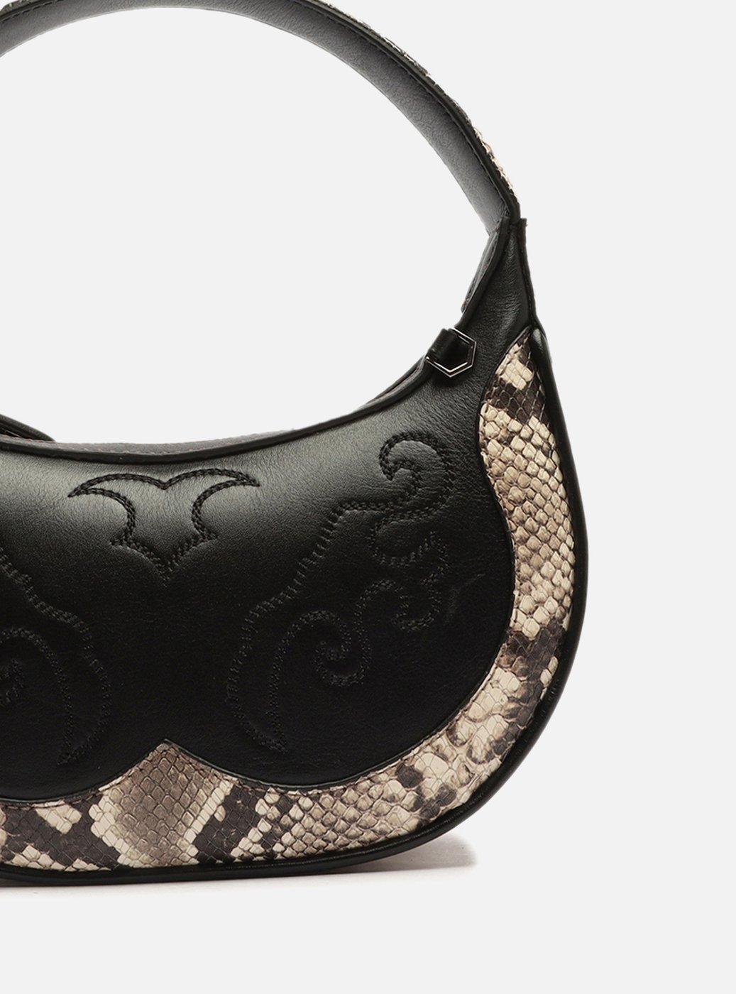 Bolsa Hobo Preta Couro Georgia Média Snake | Arezzo