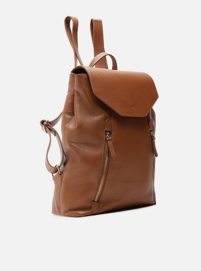 Mochila Marrom Couro Grande Bolsos