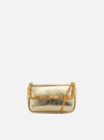 Bolsa Tiracolo Dourada Couro Pequena Metais Lenny