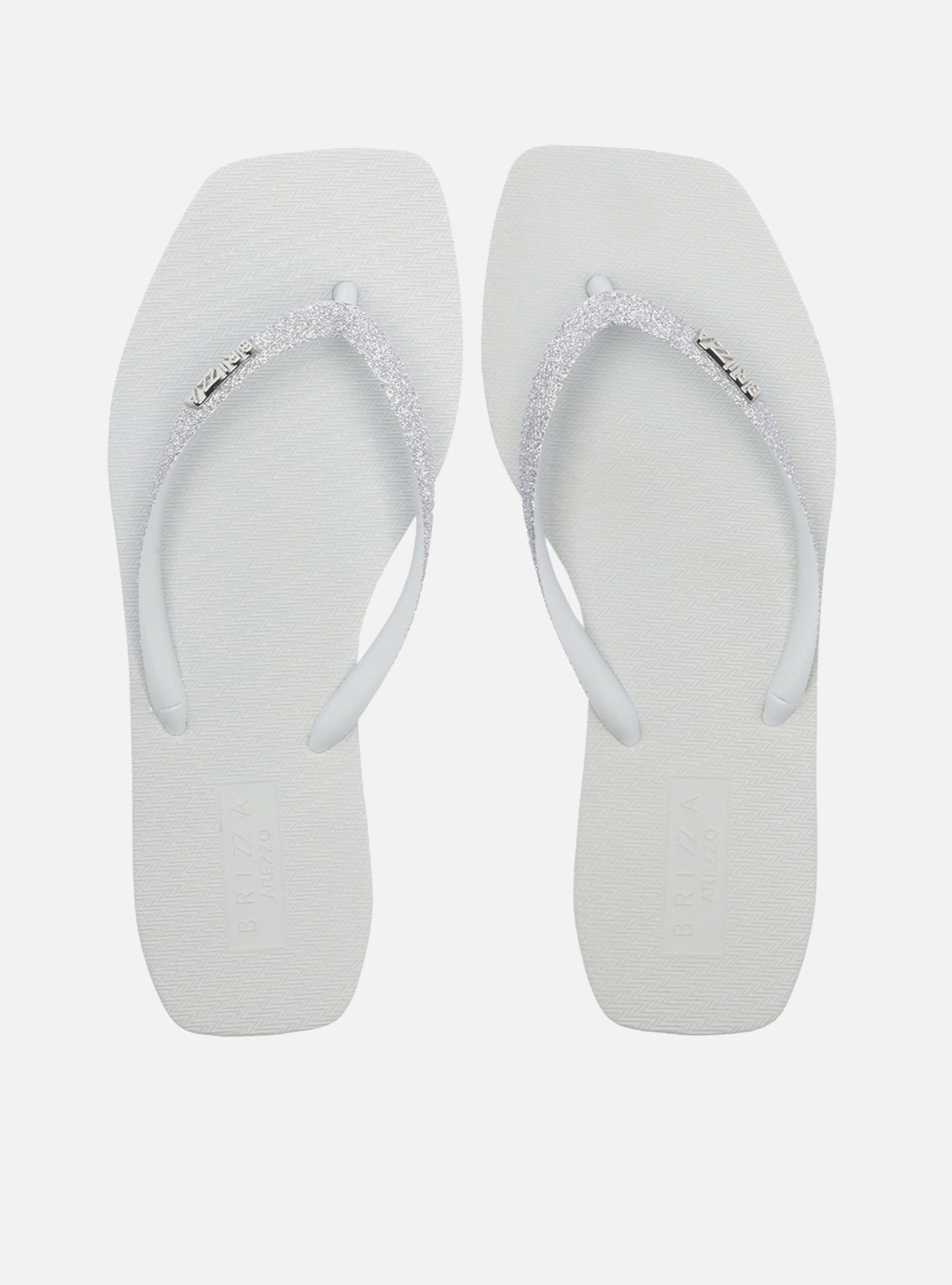 Chinelo de Dedo Prata Glitter Square Brizza — foto 1