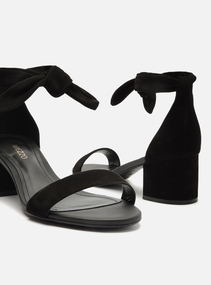 Sandália Nobuck Salto Médio Lace Up Romantic Preta