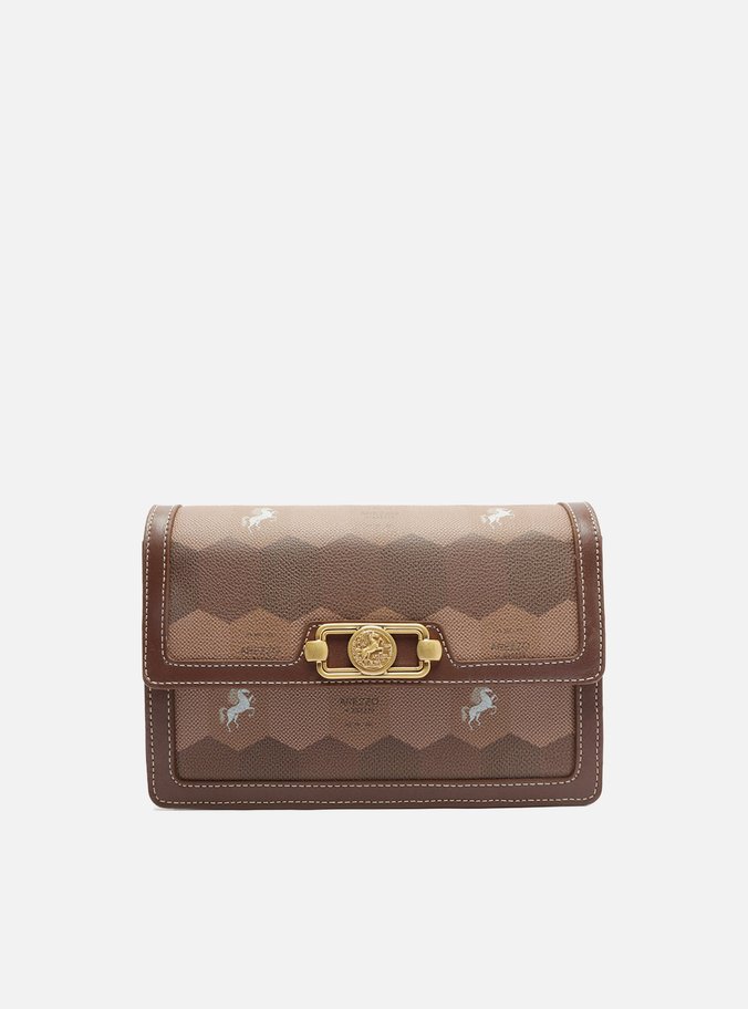 Bolsa Tiracolo Marrom Couro Estampa  Média
