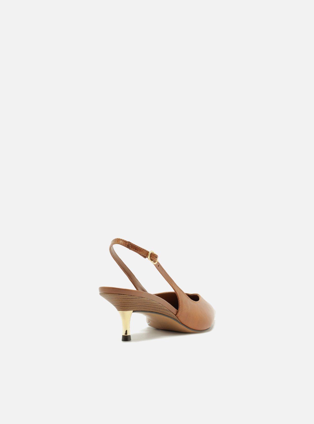 Scarpin Marrom Couro Salto Fino Fivela Slingback — foto 3