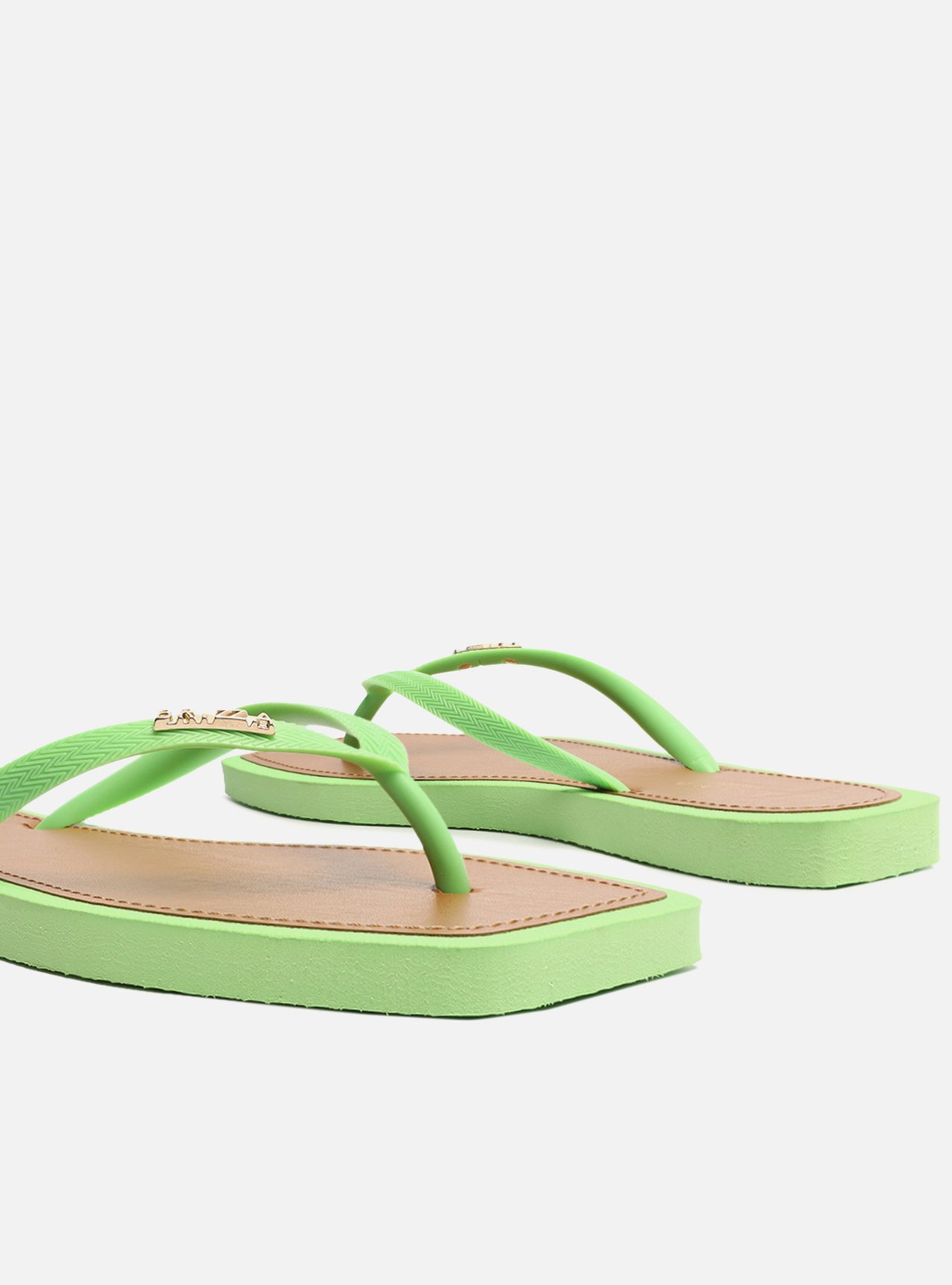 Chinelo de Dedo Verde Square Palmilha Marrom — foto 5