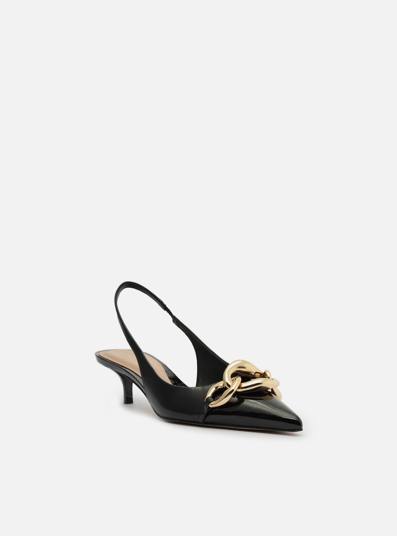 Scarpin Preto Salto Kitten Slingback Elos — foto 2