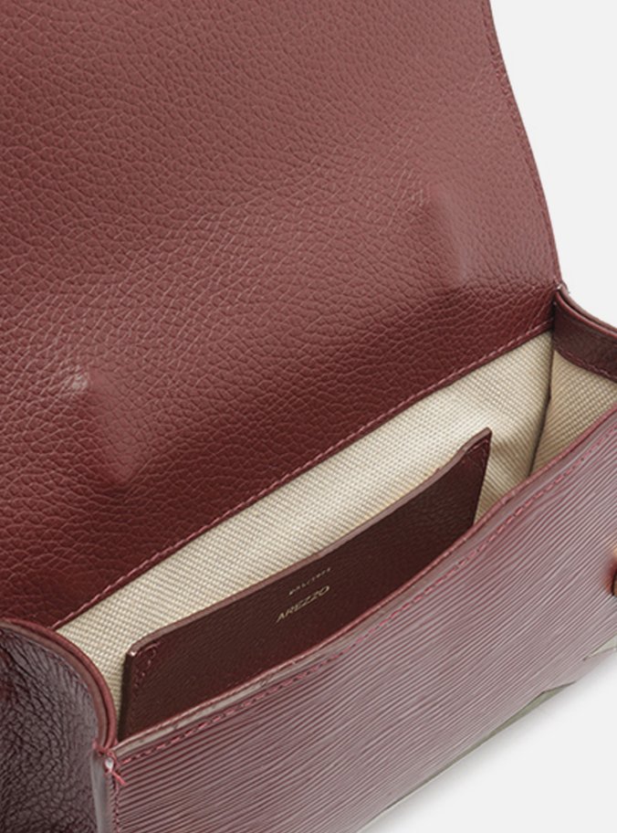 Bolsa Tiracolo Vinho Couro Abraccio Pequena Flor