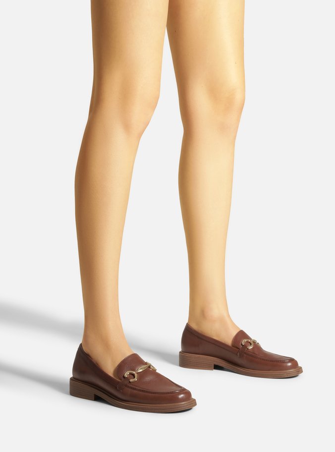 Mocassim Marrom Couro Bridão Metálico Classic