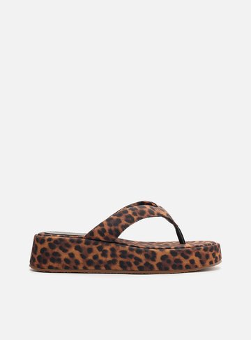 Sandália Animal Print Tiras Salto Médio