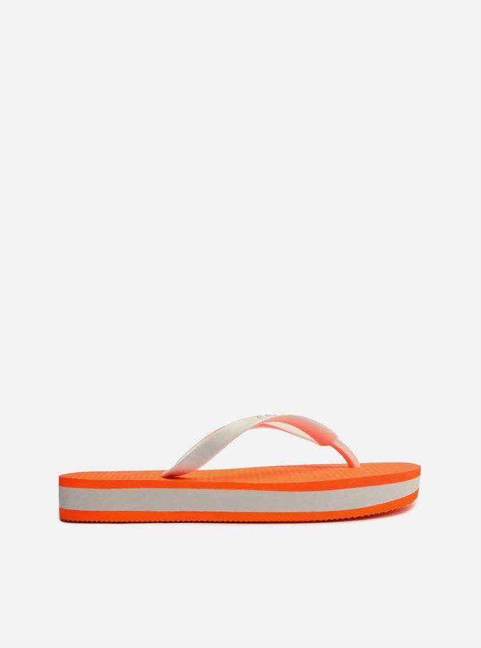 Chinelo Laranja Neon e Branco Plataforma Brizza