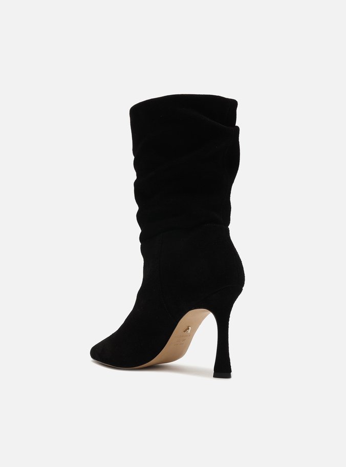 Bota Preta Camurcina Slouchy Salto Fino