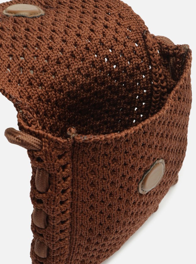 Mini Bag Marrom Crochê Porta-Celular