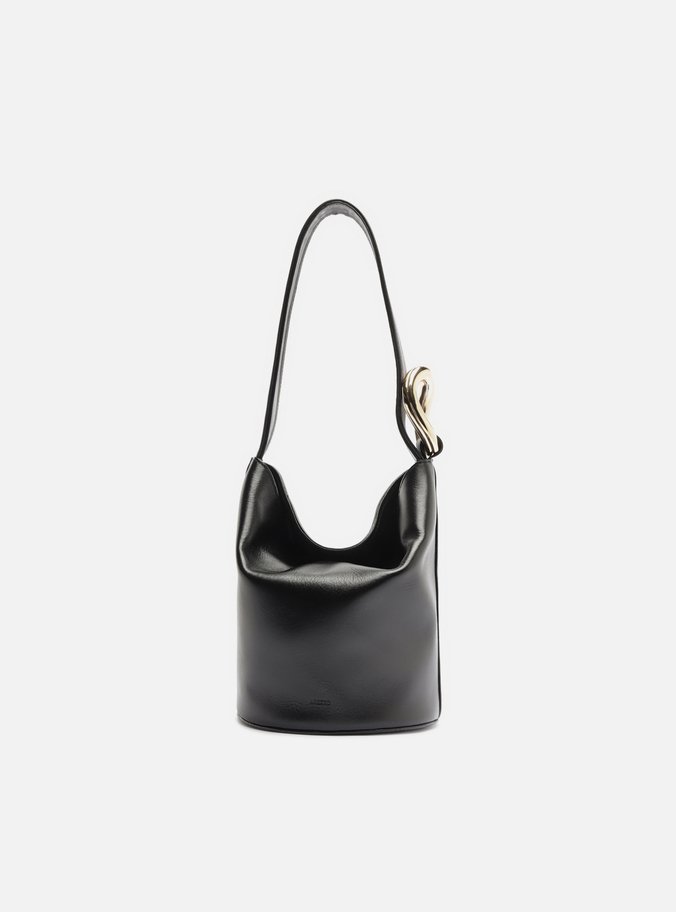 Bolsa Bucket Preta Couro Pequena