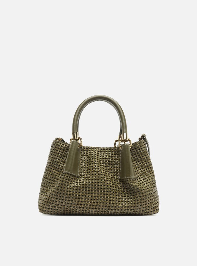 Bolsa Tote Verde Couro Tramada Média