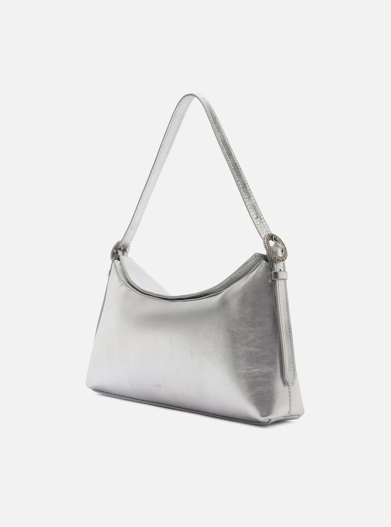 Bolsa Shoulder Prata Couro Grande Básica — foto 2