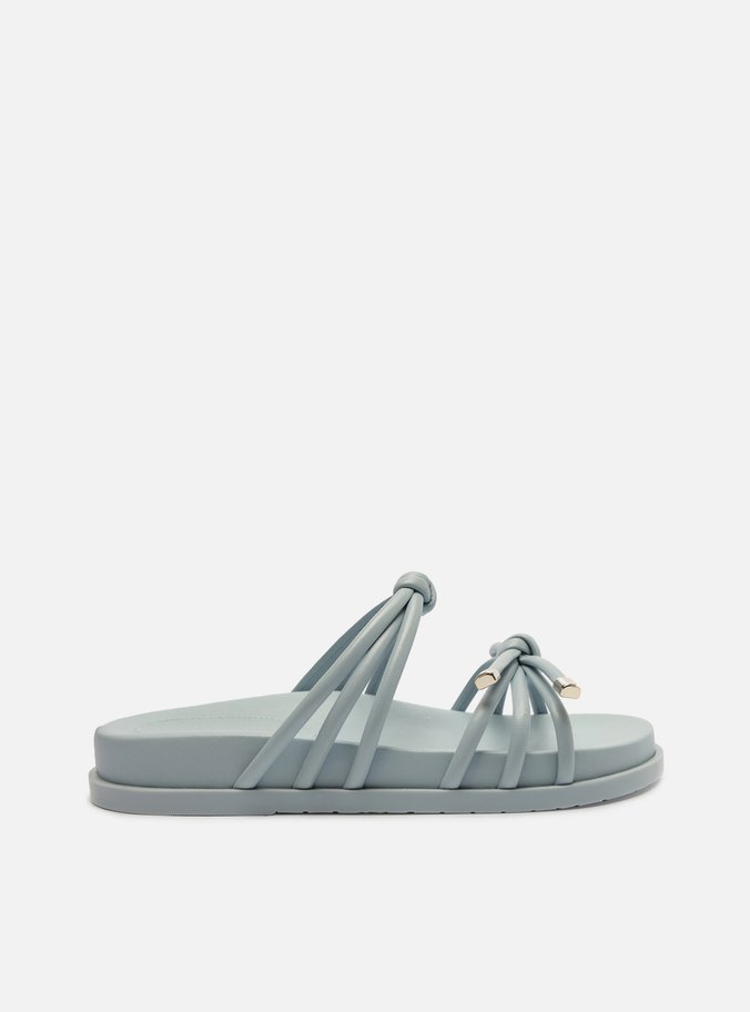 Sandália Papete Azul Tiras Nós