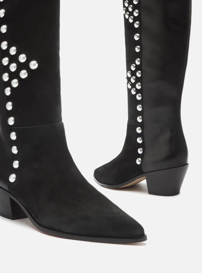 Bota Preta Camurça Cano Longo Western Hazel