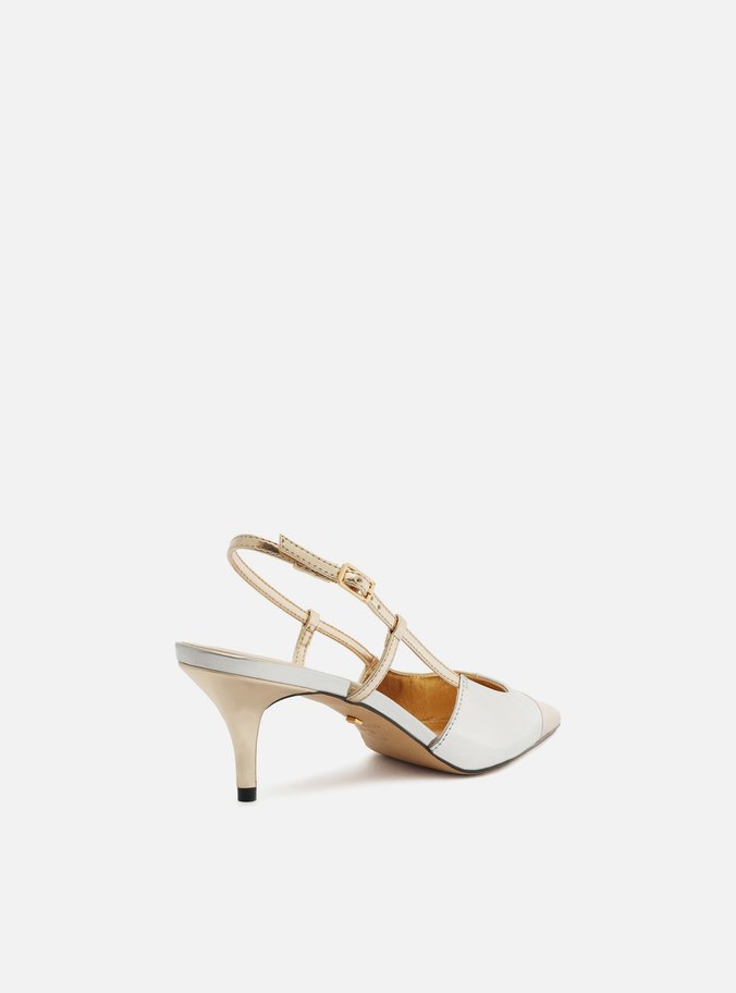 Scarpin Metalizado Bico Fino Slingback Bicolor