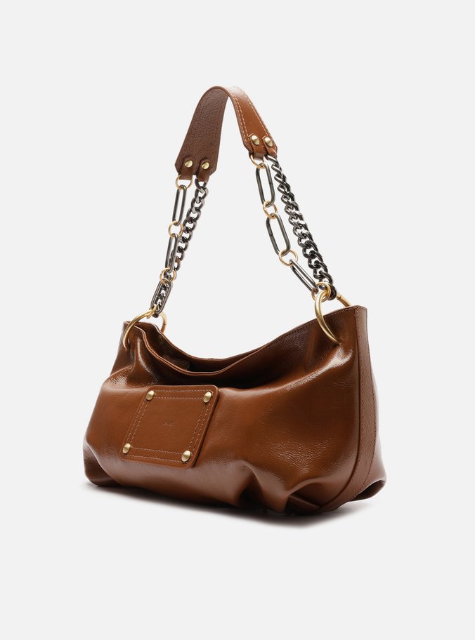 Bolsa Shoulder Marrom Couro Glossy Média
