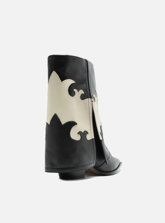 Bota Preta Couro Cano Médio Capa Western Georgia