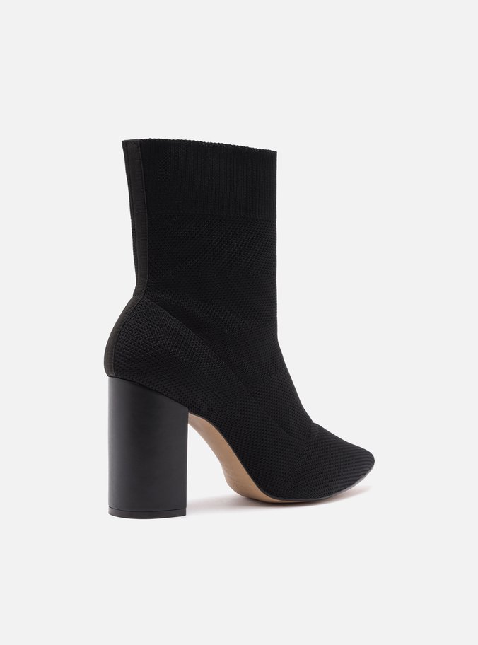 Skinny Boot Preta Knit Salto Bloco Helena