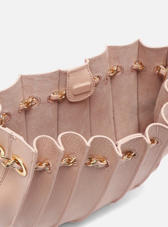 Bolsa Tiracolo Pequena Couro Rosa Corrente