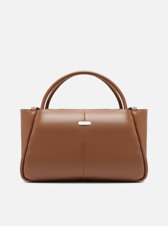 Bolsa Tote Marrom Couro Grande Tag Metal