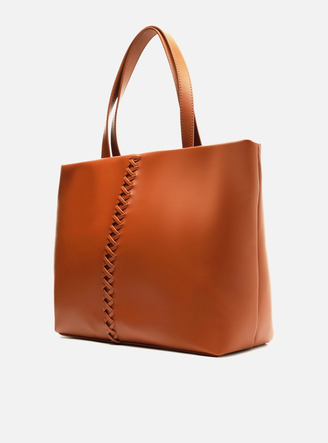 Bolsa Shopping Marrom Grande Trançado