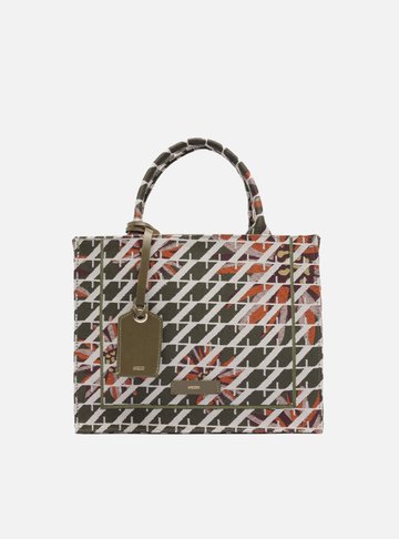 Bolsa Tote Verde Tecido Floral Média