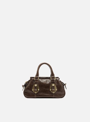 Arezzo — Bolsa Tote Marrom Couro Pequena Metais
