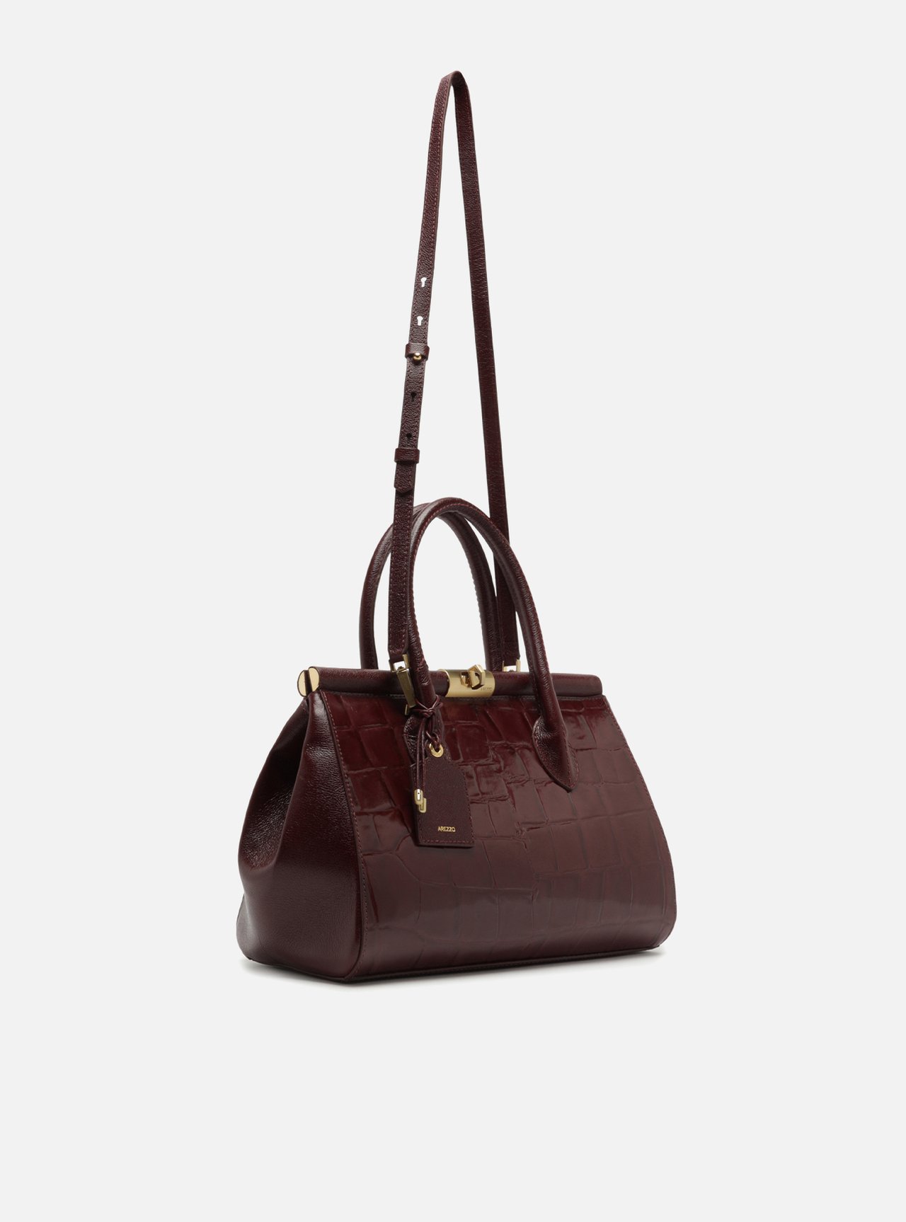 Bolsa Tote Vinho Couro Maxi Croco Grande — foto 5