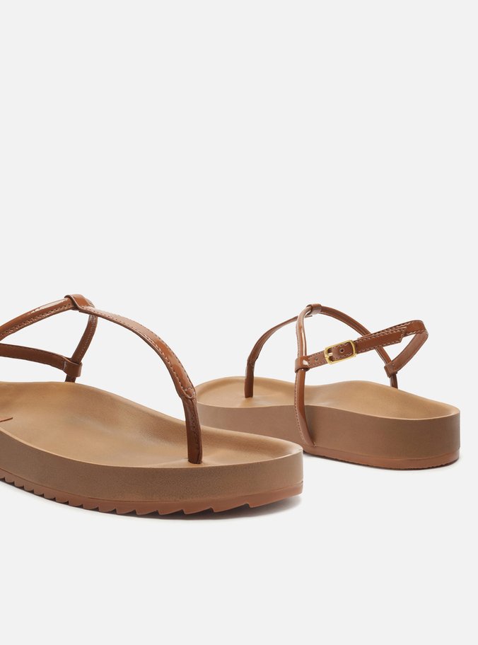 Sandália Papete Marrom Flatform Slim